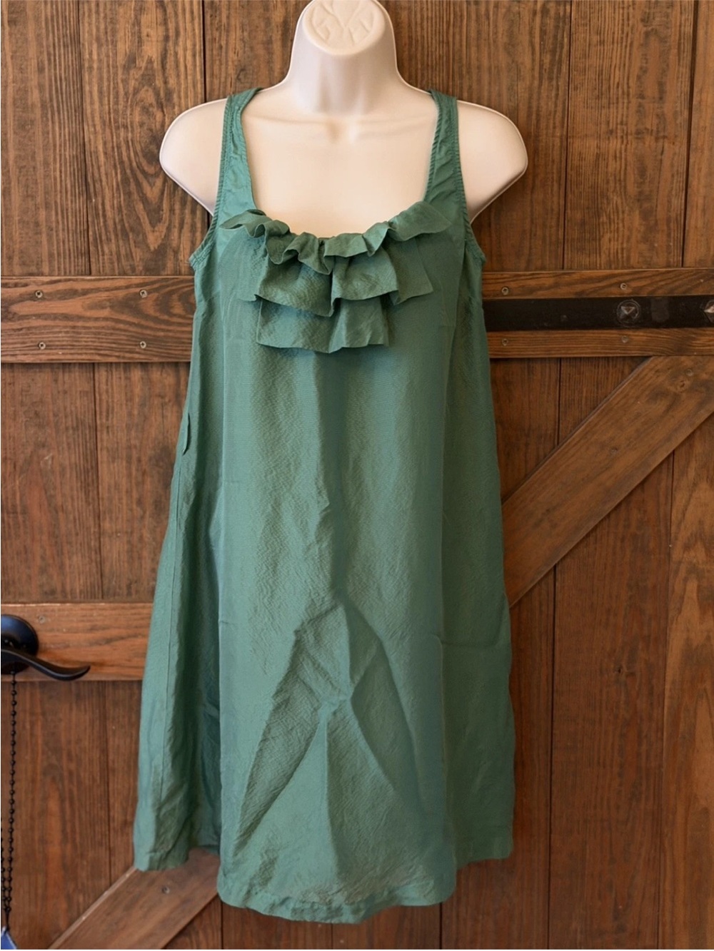 dolan Ruffle-Front Tank Midi Dress in Sage Green